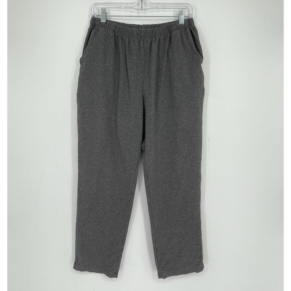 LL Bean Women's Gray Elastic Waist Stretch Track Gym Sweatpants Size LP Petite